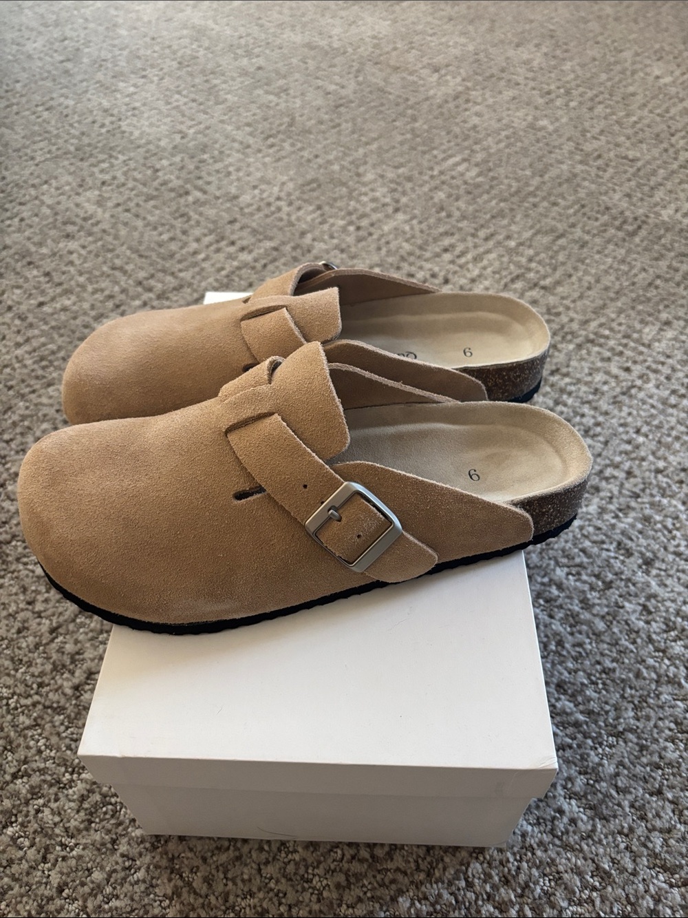 Quince Tan Suede Buckle Clog Mules